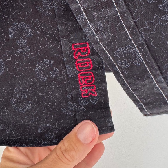 Rock & Roll Cowboy Floral Print Western Shirt Mens Long Sleeve Button Up Black L - Picture 4 of 8